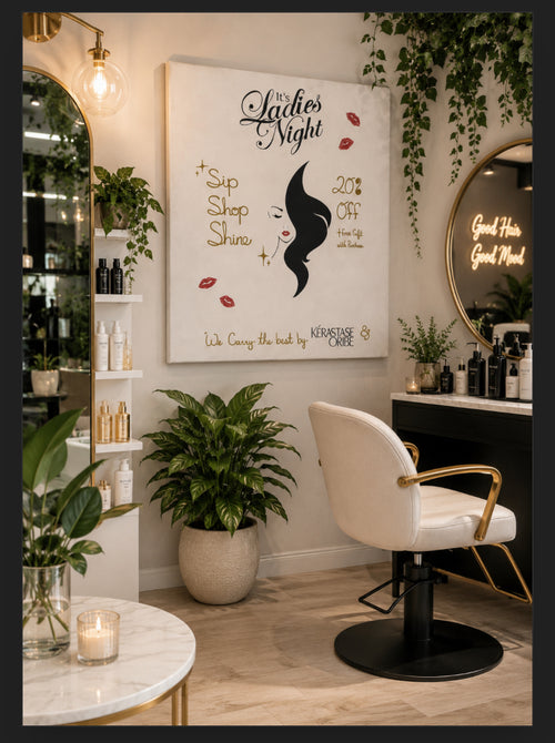 Already vintage this “Lady’s Night” canvas flyer wall art