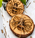 Bumblebee wood coasters – hand burn/S4/natural finish