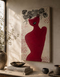 Crimson Bloom Muse – One of a Kind Statement Canvas